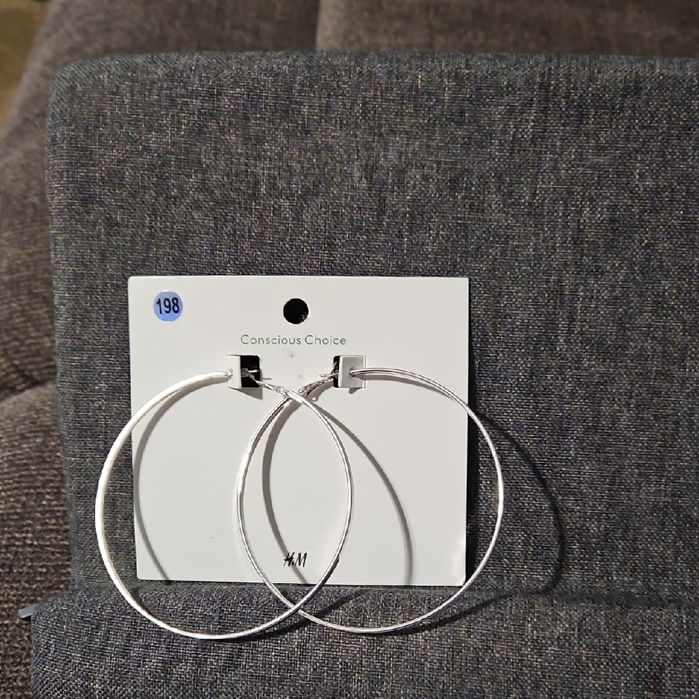 ❤️ NWT H&M Shimmering Silver Hoop Earrings